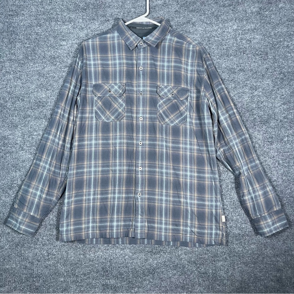 Kuhl Dillingr Men’s‎ Large Blue Gray Flannel Button Long Sleeve Shirt Gorpcore